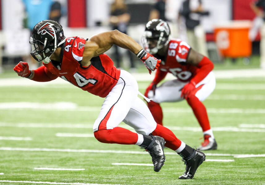 Falcons OLB Vic Beasley sprints into action