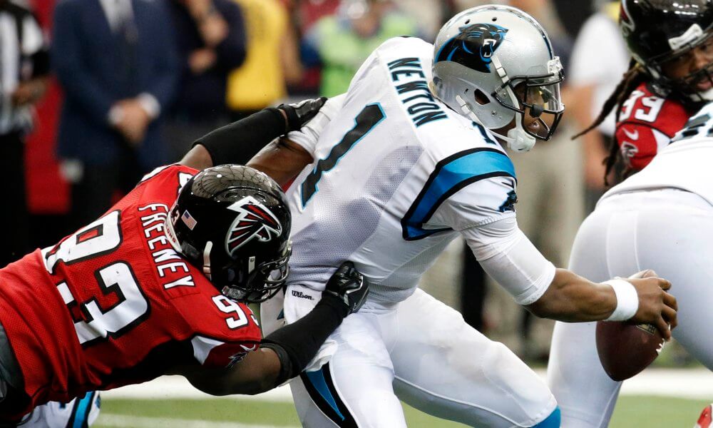 Atlanta Falcons DE Dwight Freeney sacks CAR QB Cam Newton